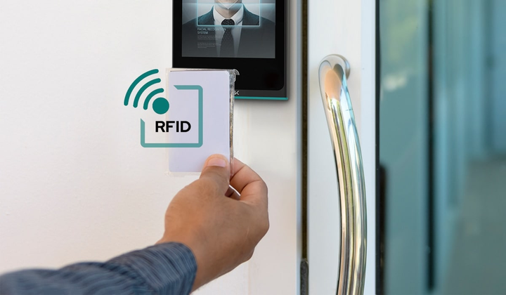 Người dùng sử dụng thẻ RFID để xác minh danh tính