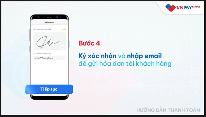 Quy trình thực hiện bước 4 để tiến hành giao dịch trên VNPAY SoftPos