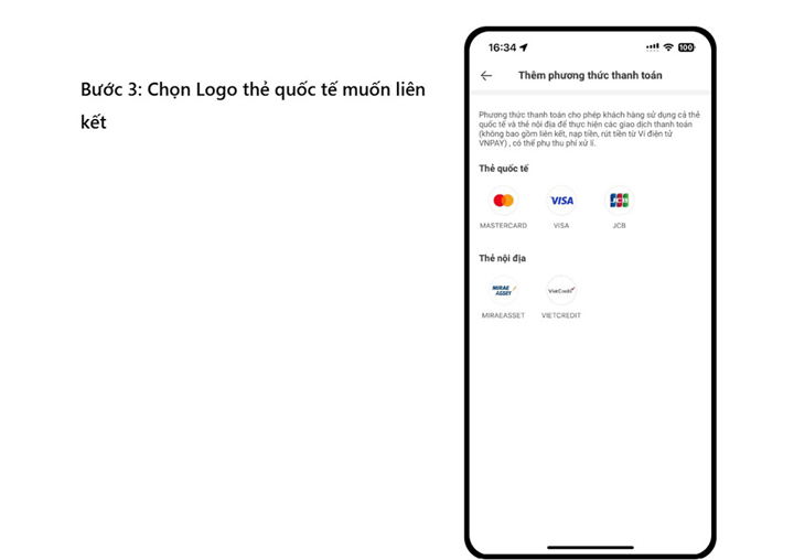 Bước 3 tích hợp thẻ tín dụng vào điện thoại trên VNPAY